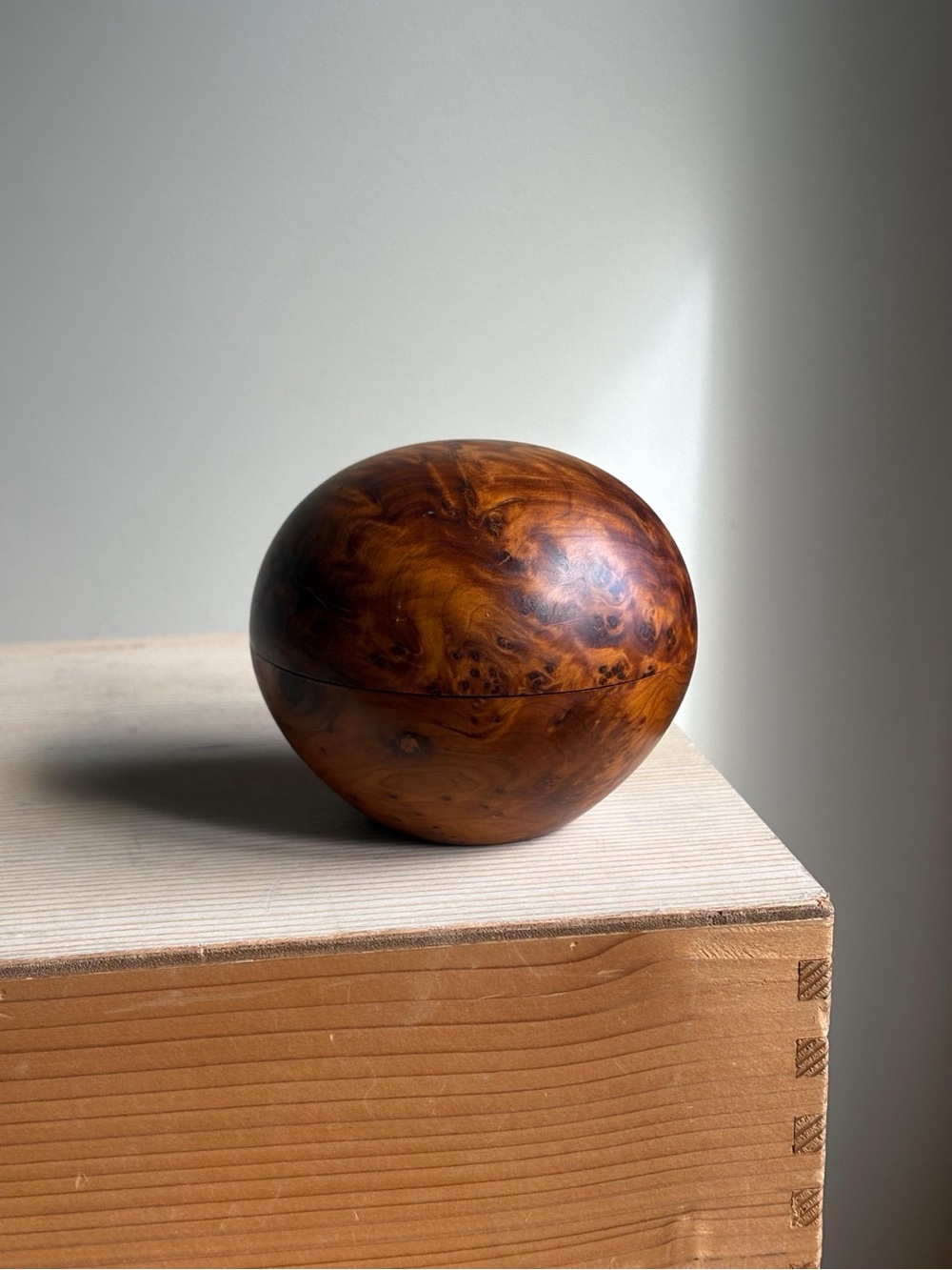 Vintage Hand Crafted Spherical Moroccan Thuya Wood Box